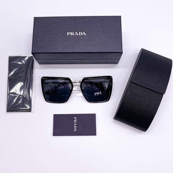NEW PRADA PR58WS 1AB5Z1 POLARIZED WOMEN’S SUNGLASSES PRADA PR 58WS BLACK EYEWEAR - Picture 12 of 14